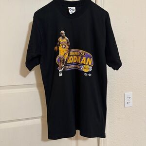 Vintage Dennis Rodman Lakers T-Shirt - Black and Yellow